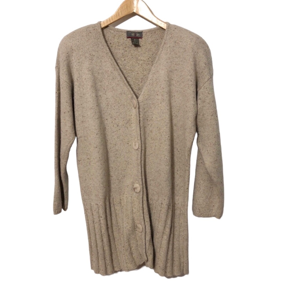 New York Style Silk Angora Cardigan Sweater Womens Size S Button Front Vintage